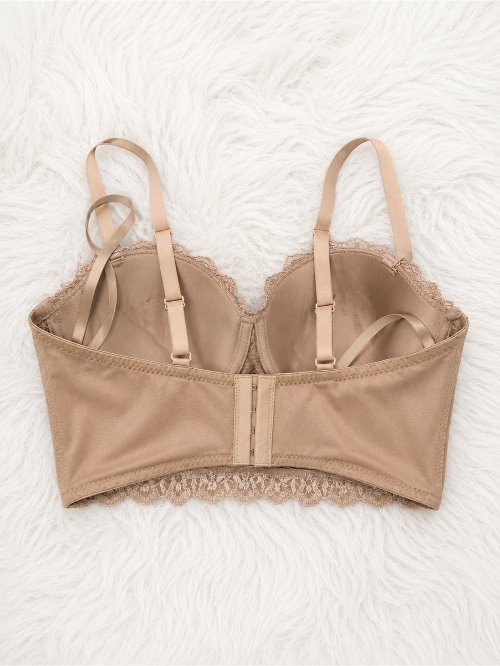 Windsor Nude Lace Longline Bralette Bustier Crop Top Small Beaded Sequin - Picture 2 of 4